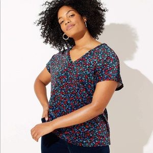 LOFT Plus Floral Velvet V-Neck